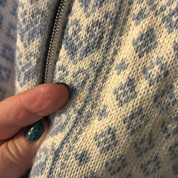 Dale of Norway Sunniva Sweater Baby Blue White Zip Up Cardigan Wool Fair Isle XL - Picture 6 of 11